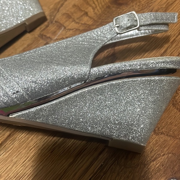 Silver Sparkle Wedge Shoes - Picture 3 of 4